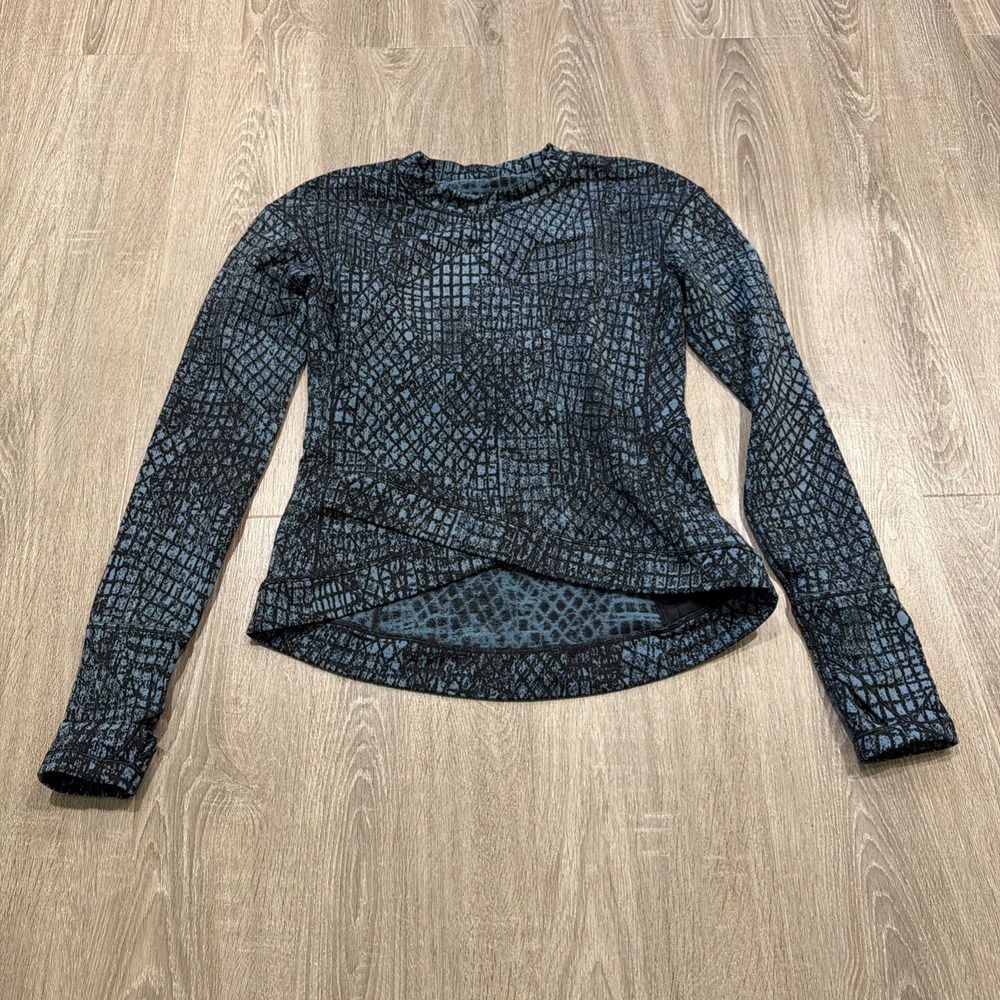 Lululemon Close To Crossing Long Sleeve Sz S Tectonic Jacquard Shipmate BlkWomen